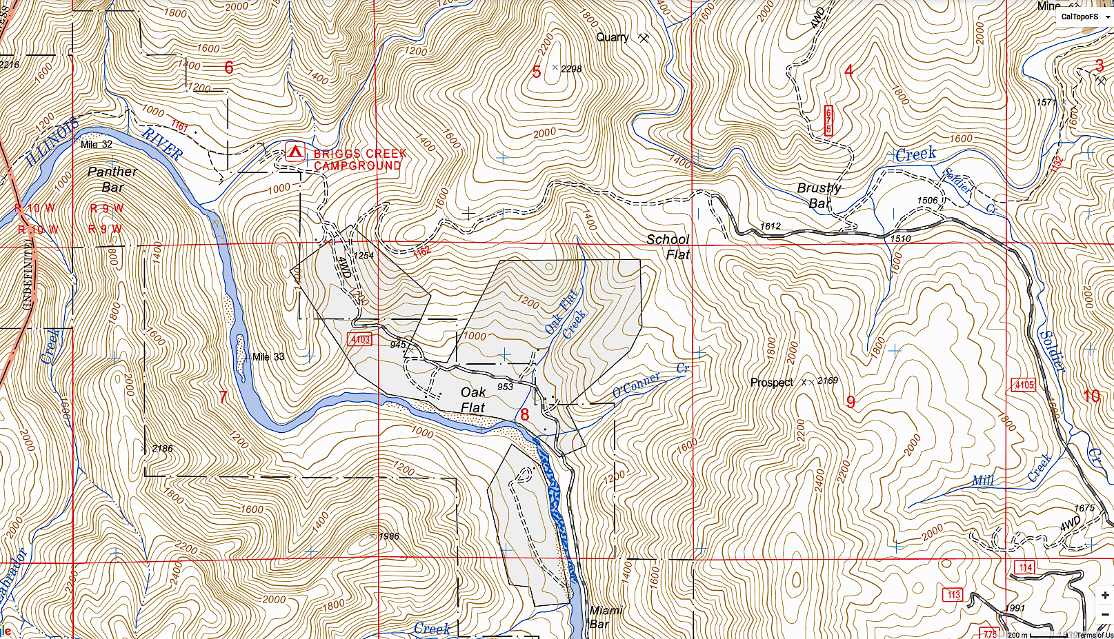 Briggs Creek Shuttle Map