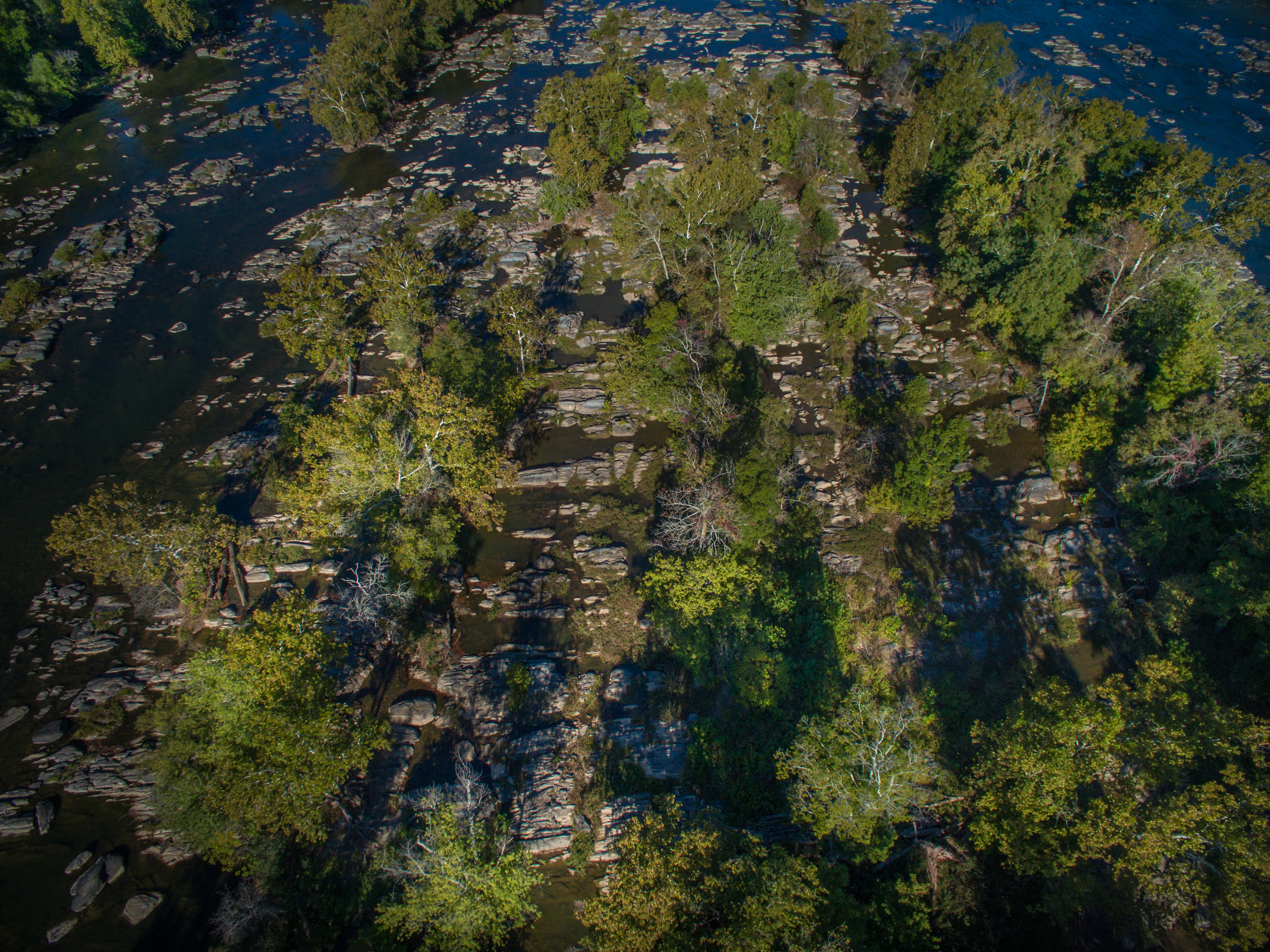 Rock island just downstream from Violette's Lock