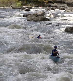 Swimmer and Canoe in 20 Stitches