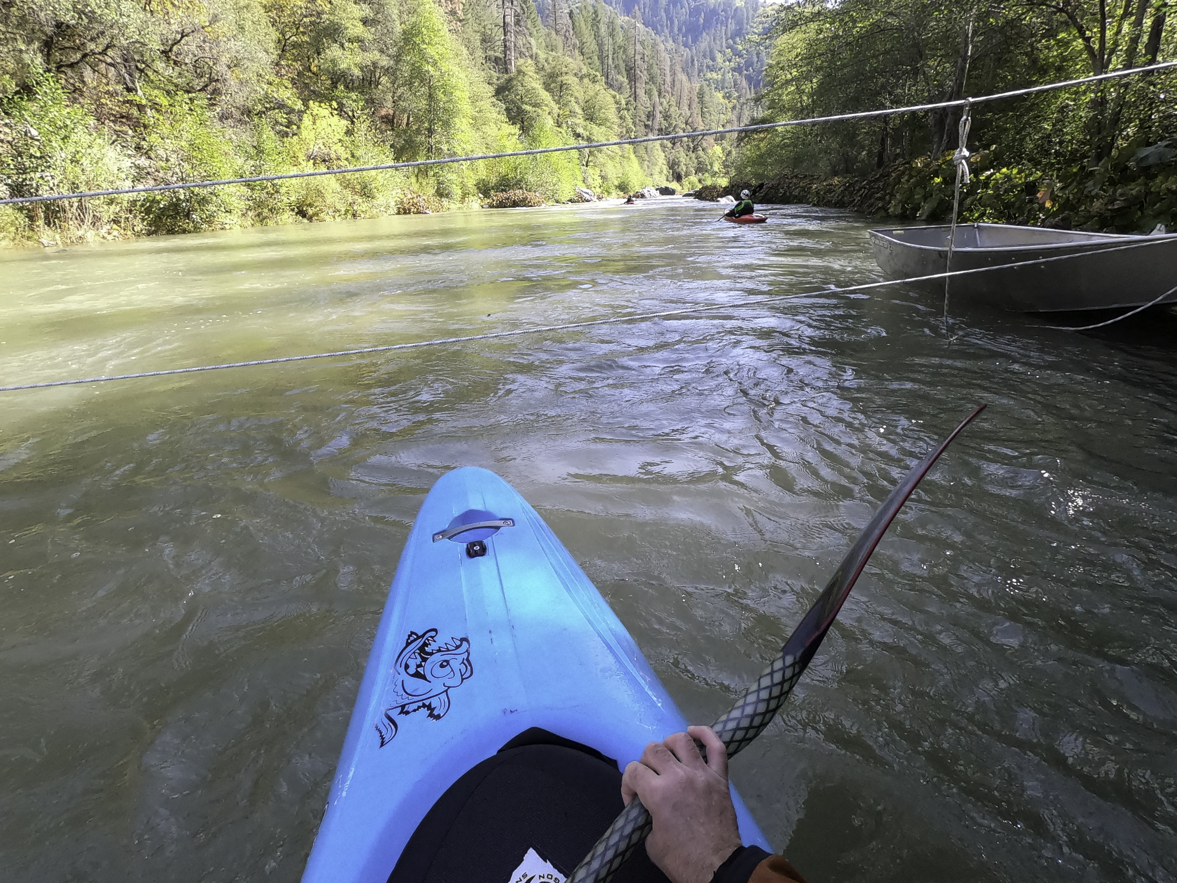 Ropes across the river in lower reach