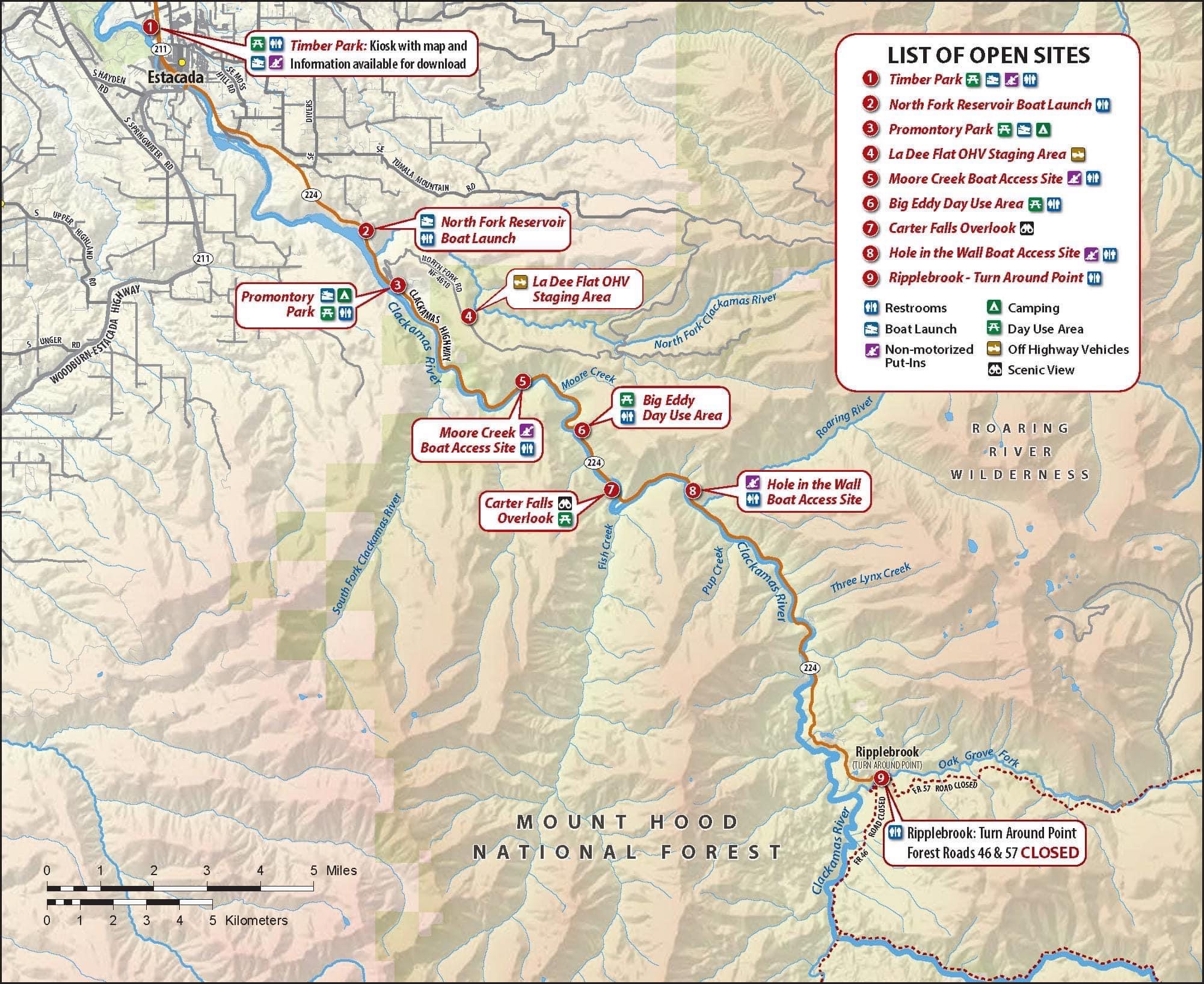 Clackamas River Access Site Map