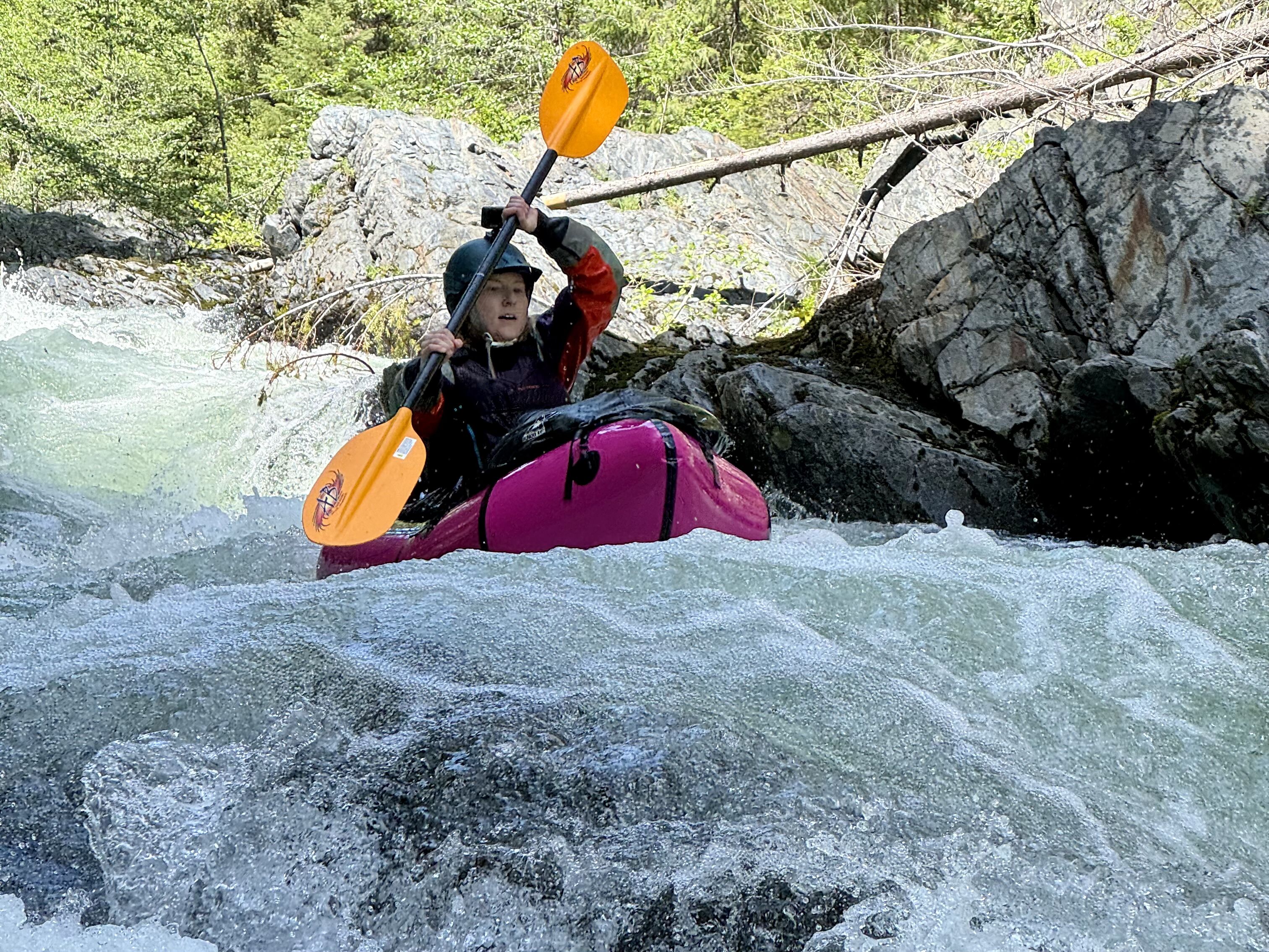 Long gorge rapid with holes