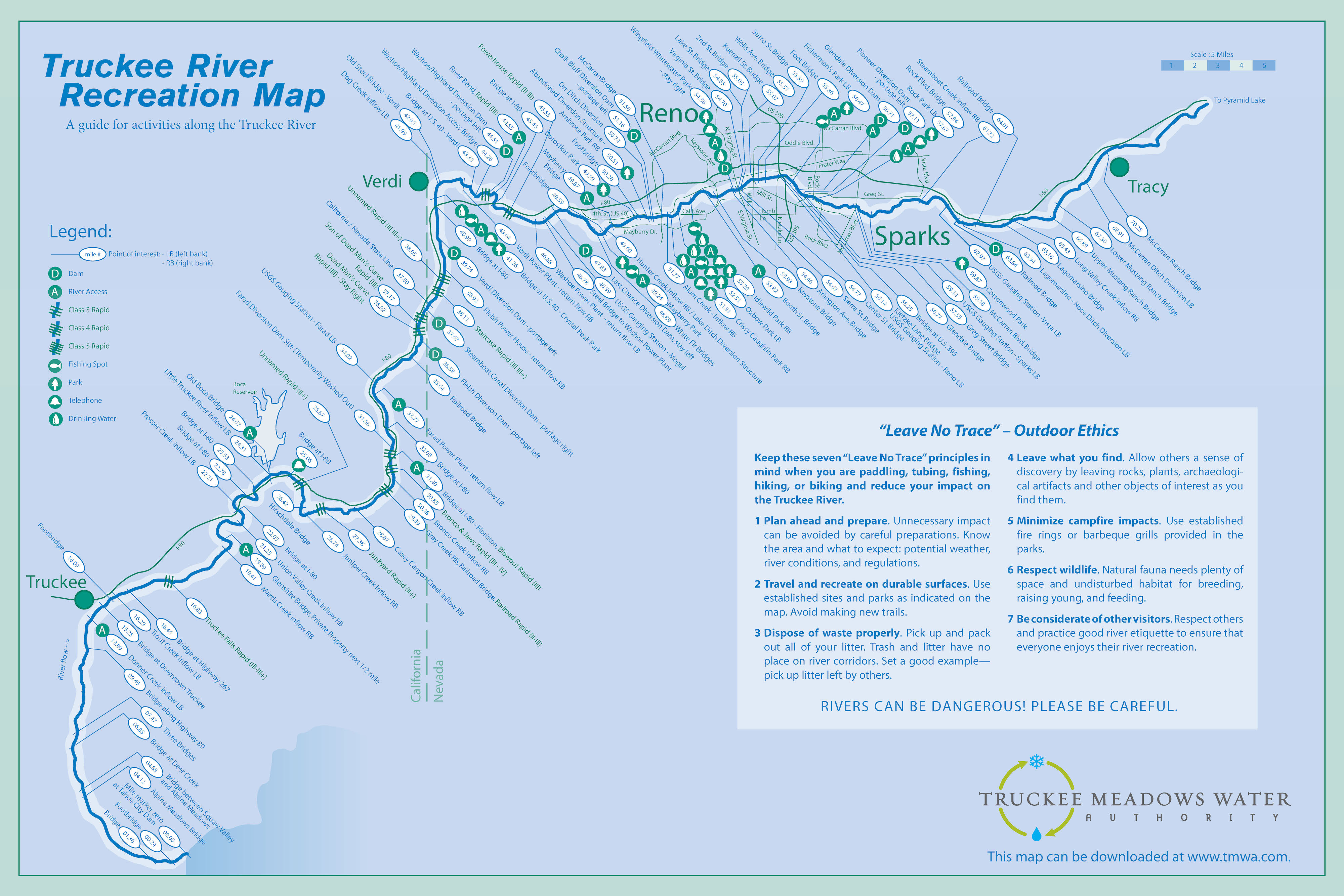Truckee River Recreation Map by Truckee Meadows Water Authority (2017)