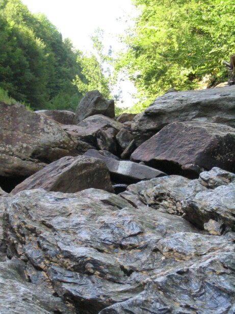Looking back up stream from the base of Tunnel Vision.