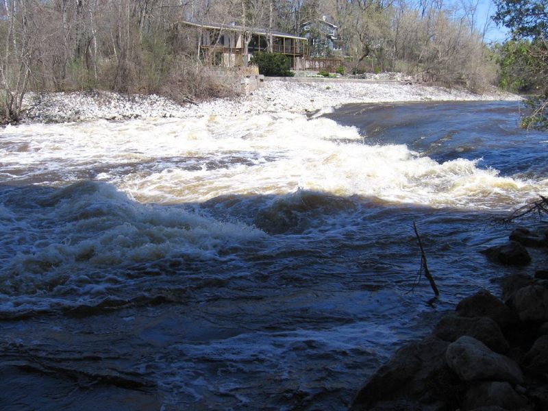 River-level view (L-R) at Falls Road