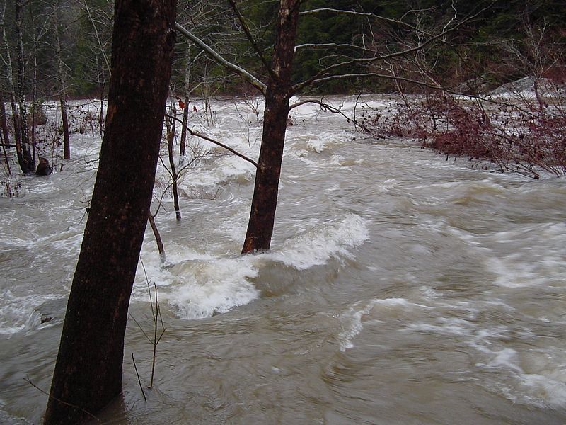 Bottom of put-in steps at Lilly Bridge at 26,000 cfs