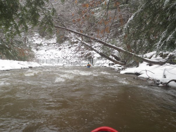 Looking downstream at Peter, near the put-in