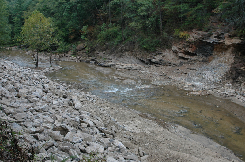 Twelvemile Dam Site, just following dam removal, at very low water. .