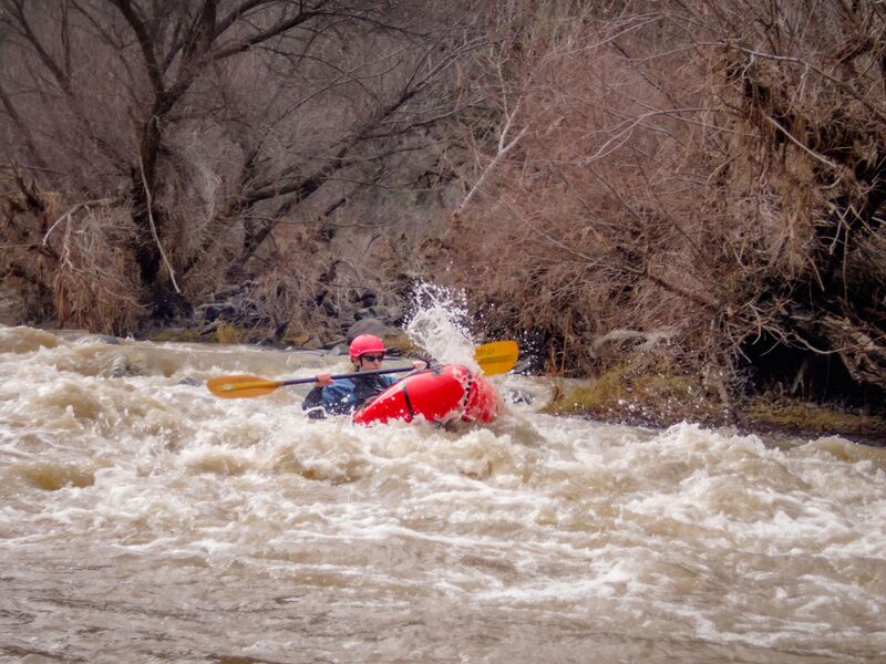 Veronica Yovovich hitting a small rapid near the middle of the Rumsey run.