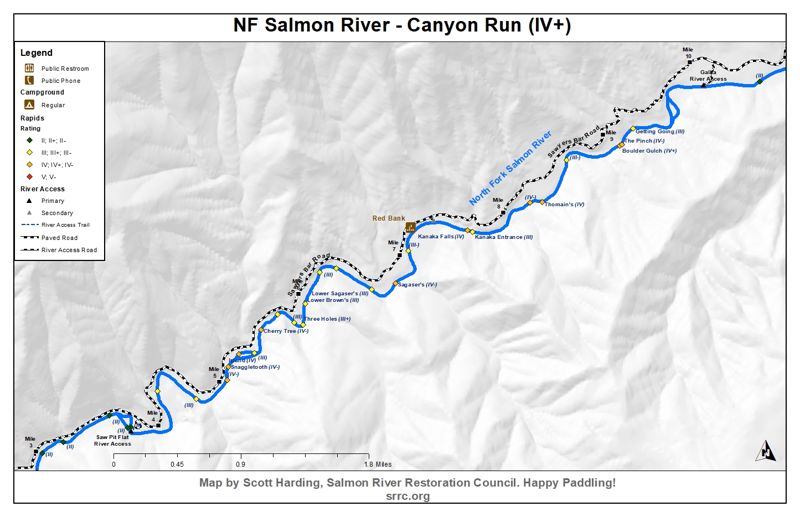 NF Salmon River Canyon Run whitewater map