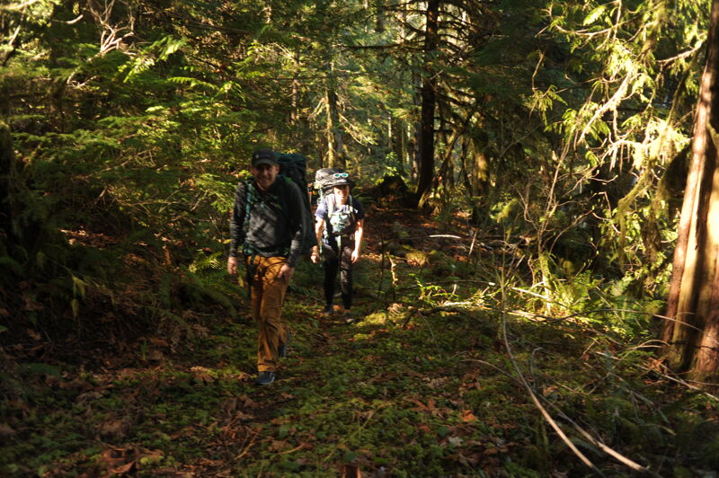 Hiking Up the Old Road Bed at the Take-out