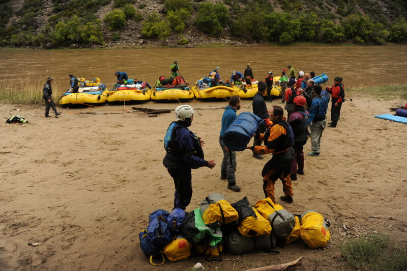 Unloading Rafts at Jones Creek