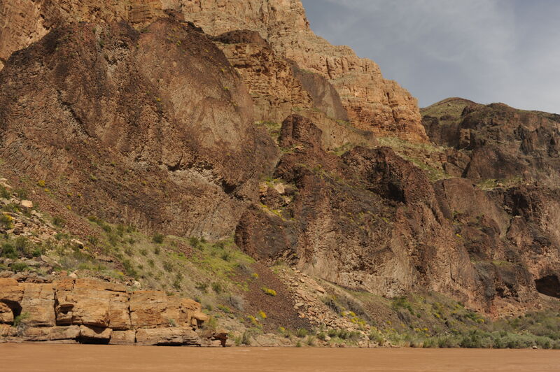 Basalt Outcrops Below Lava