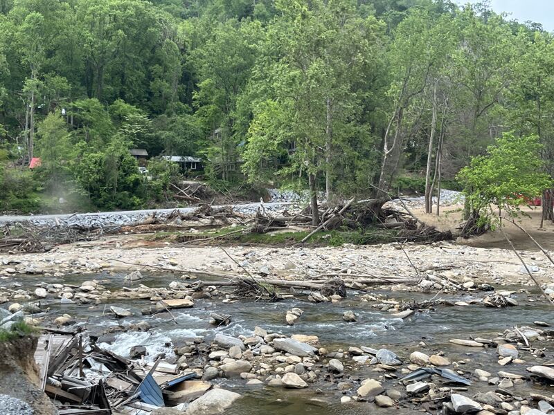 Debris + widened river