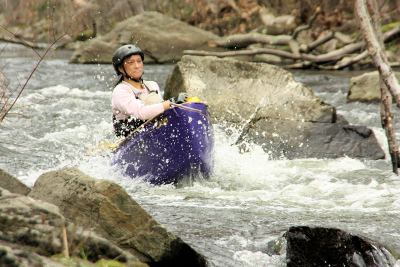 Eileen Yin on the Ramapo River rapids.