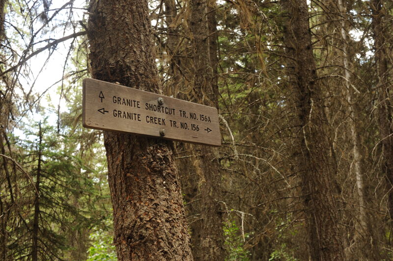 Trail Sign Marking the Spur to Granite Creek Confluence