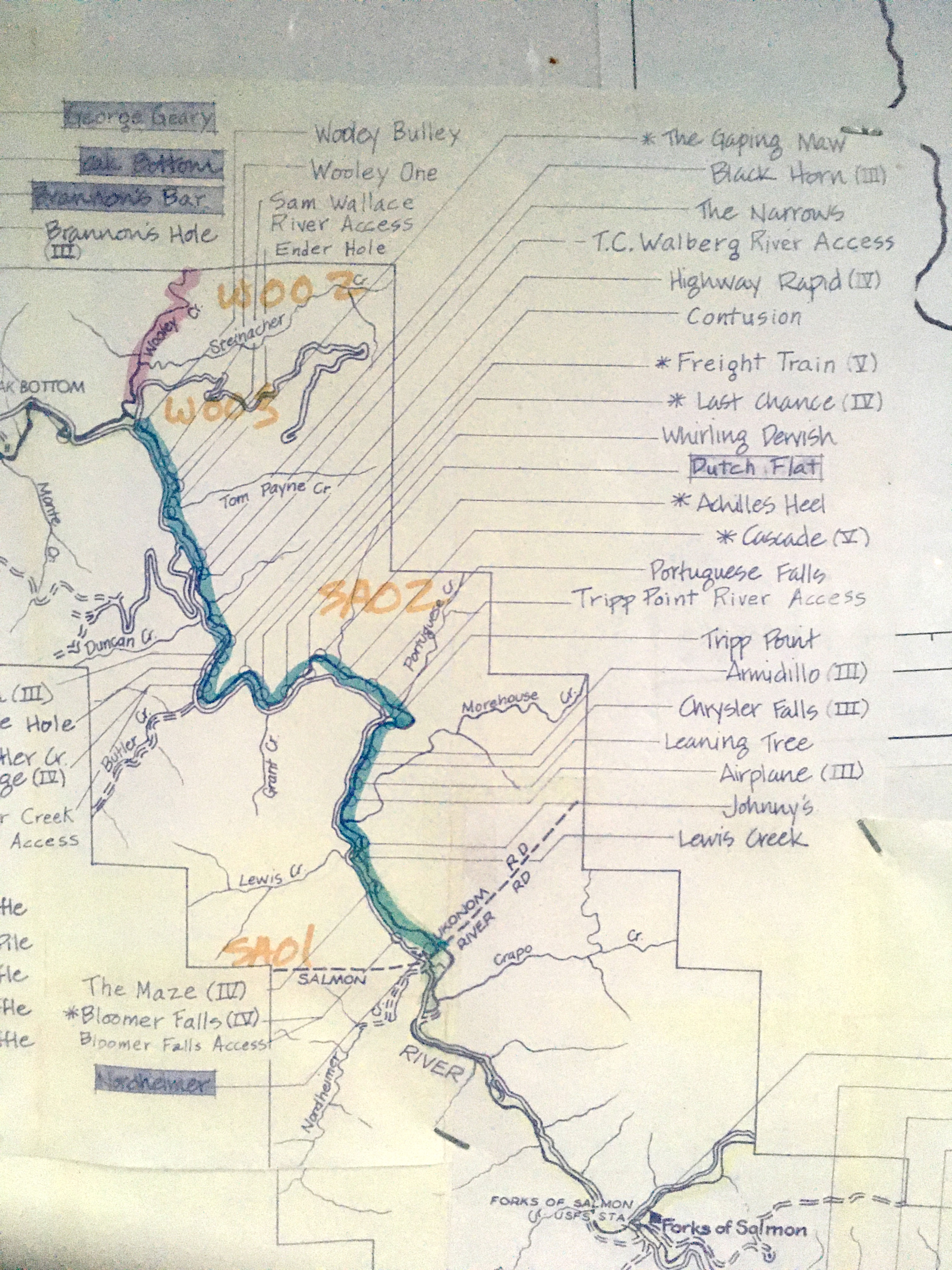 Old Map of Salmon River Rapids
